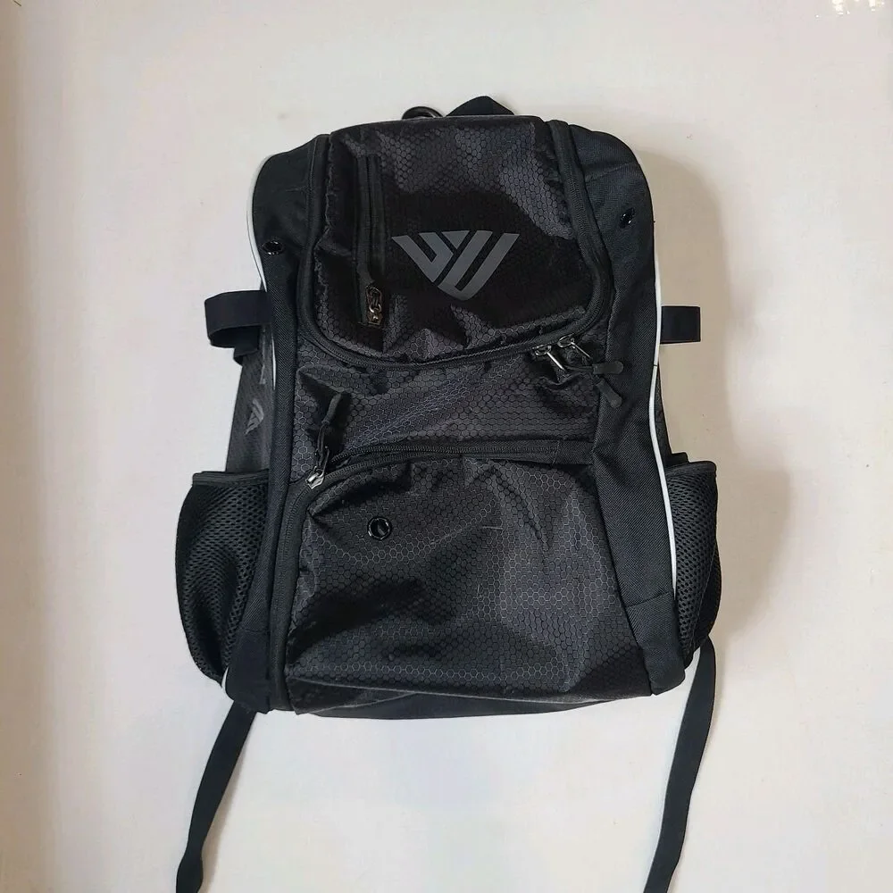 DAREKUKU Youth Baseball/Softball Backpack Bat Bag Black/Silver
